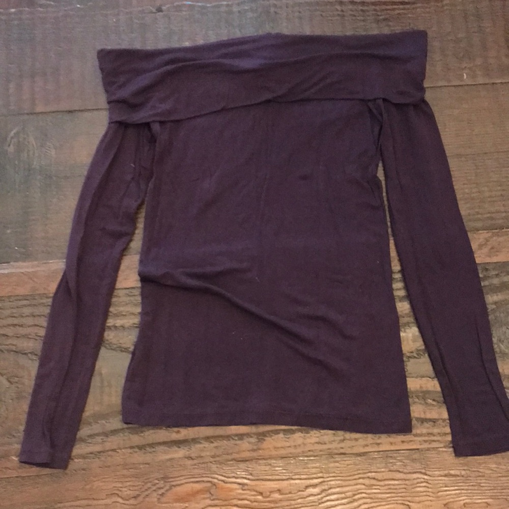 Off the shoulder burgundy long sleeve top